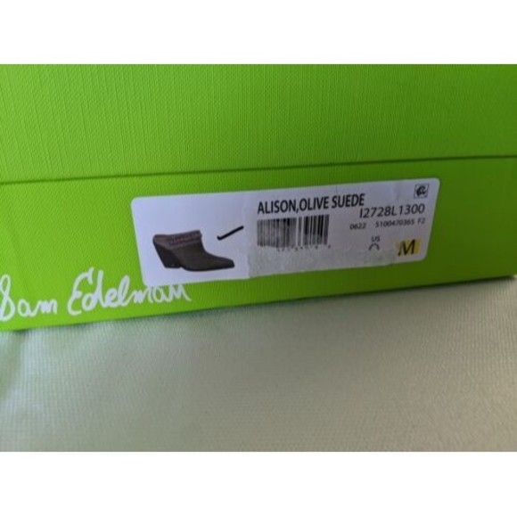 NEW Sam Edelman Alison Western Mule Desert Olive Heel Women size 9 Leather Boot - Picture 15 of 16